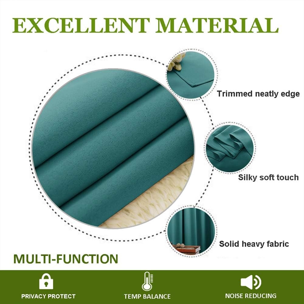 image:imageNICETOWN White 100 Blackout Linen Insulated Patio Curtain 84 inch LongSea Teal