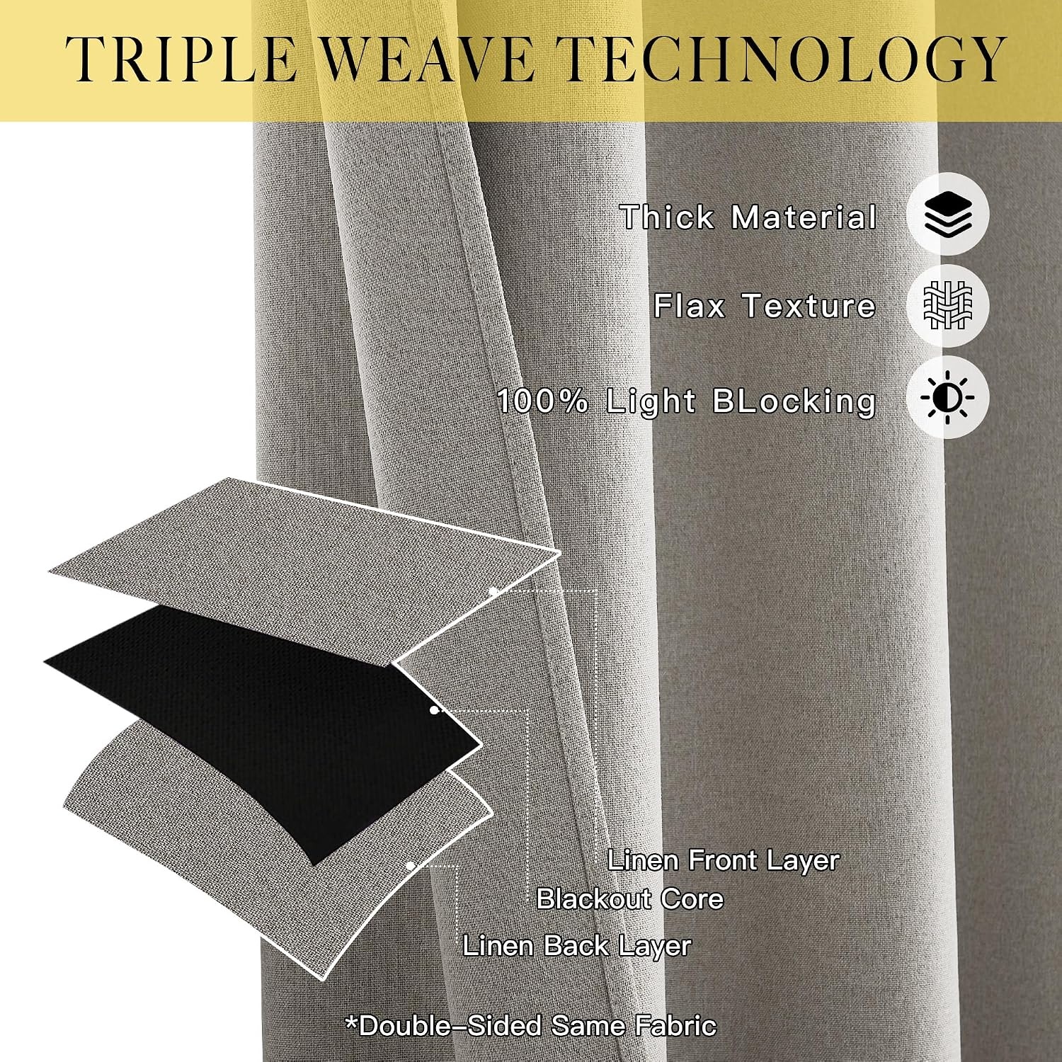 image:imageNICETOWN White 100 Blackout Linen Insulated Patio Curtain 84 inch LongSilver Gray
