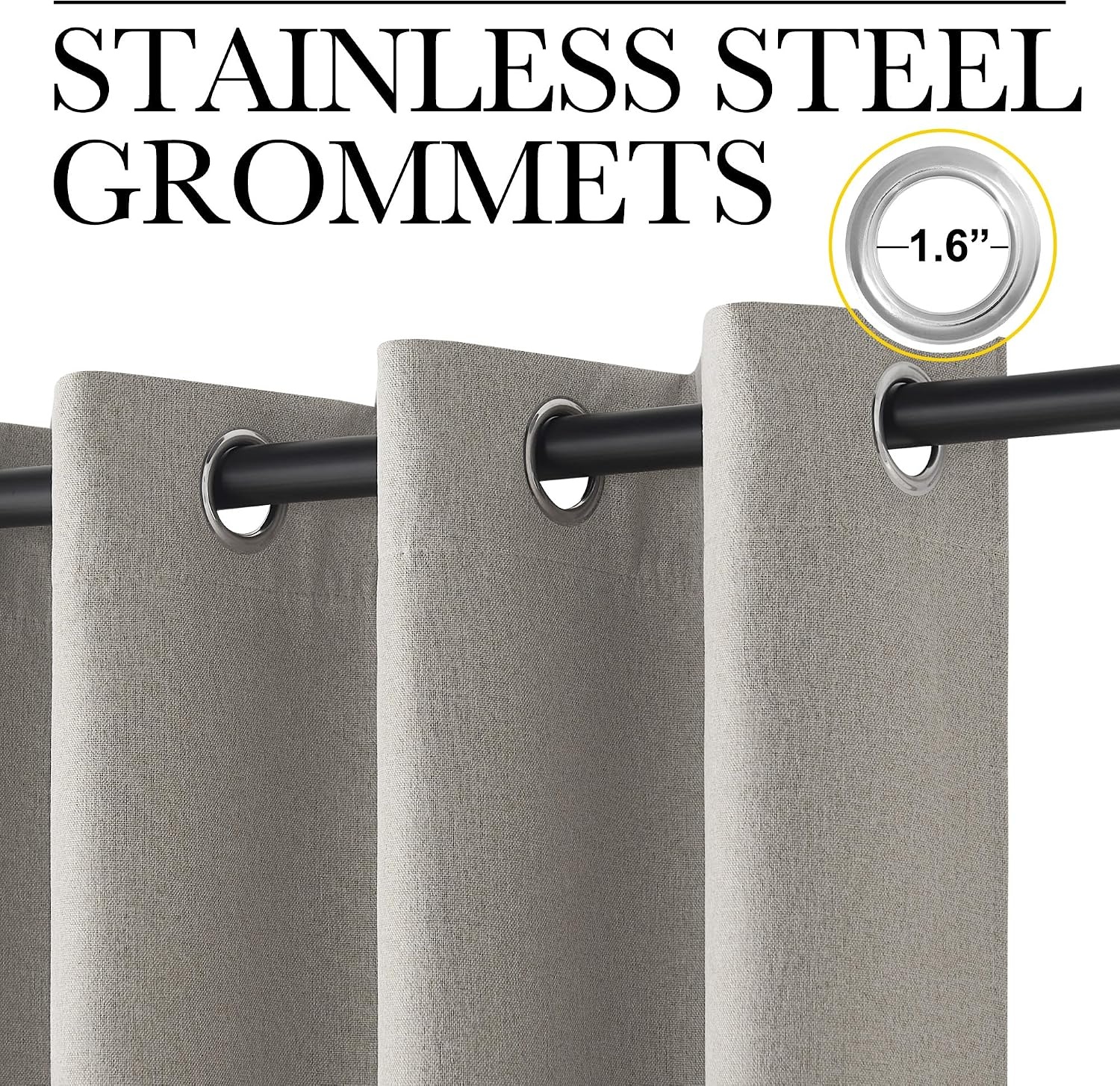 image:imageNICETOWN White 100 Blackout Linen Insulated Patio Curtain 84 inch LongSilver Gray