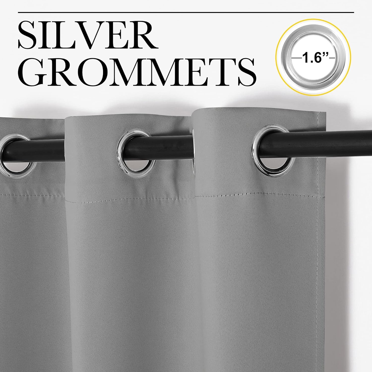 image:imageNICETOWN White 100 Blackout Linen Insulated Patio Curtain 84 inch LongSilver Grey