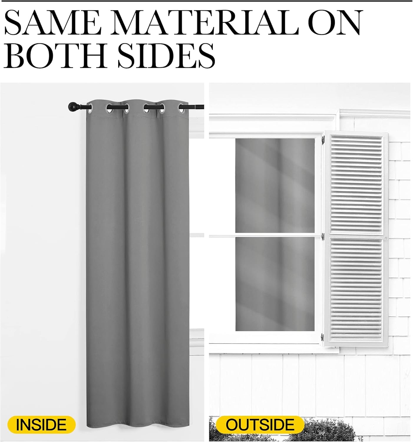 image:imageNICETOWN White 100 Blackout Linen Insulated Patio Curtain 84 inch LongSilver Grey
