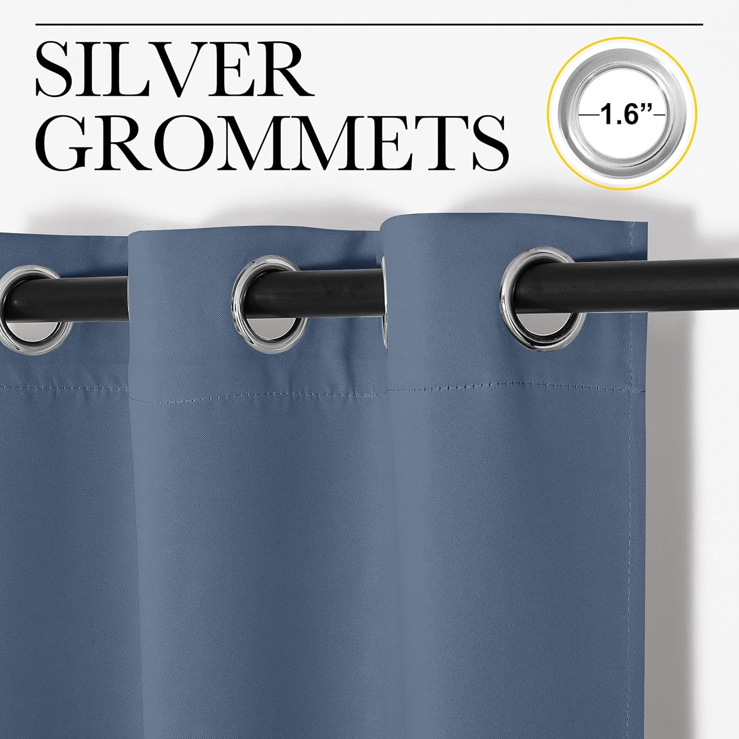 image:imageNICETOWN White 100 Blackout Linen Insulated Patio Curtain 84 inch LongStone Blue