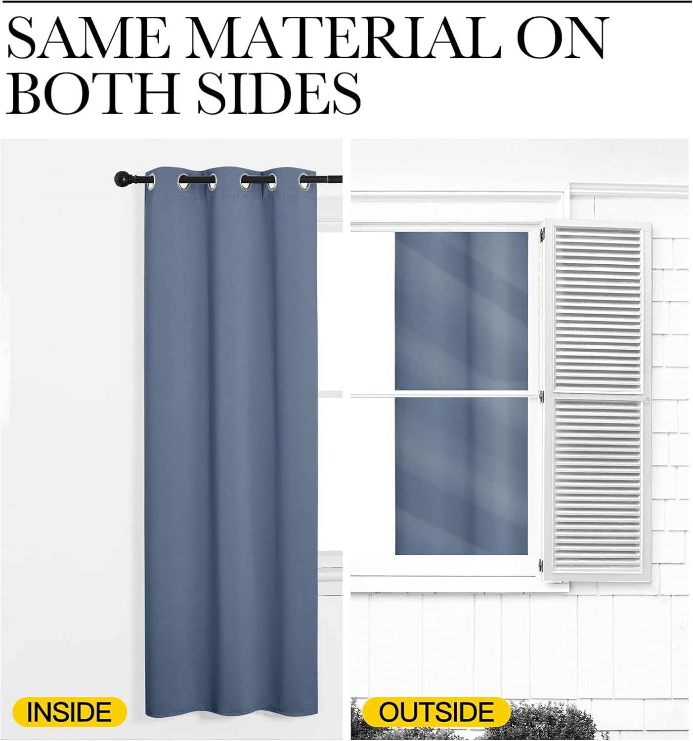 image:imageNICETOWN White 100 Blackout Linen Insulated Patio Curtain 84 inch LongStone Blue
