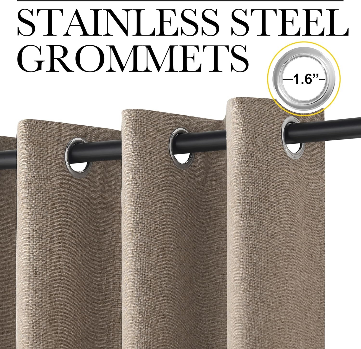 image:imageNICETOWN White 100 Blackout Linen Insulated Patio Curtain 84 inch LongTaupe