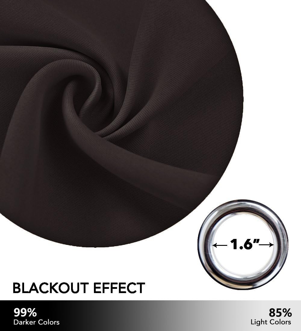 image:imageNICETOWN White 100 Blackout Linen Insulated Patio Curtain 84 inch LongToffee Brown