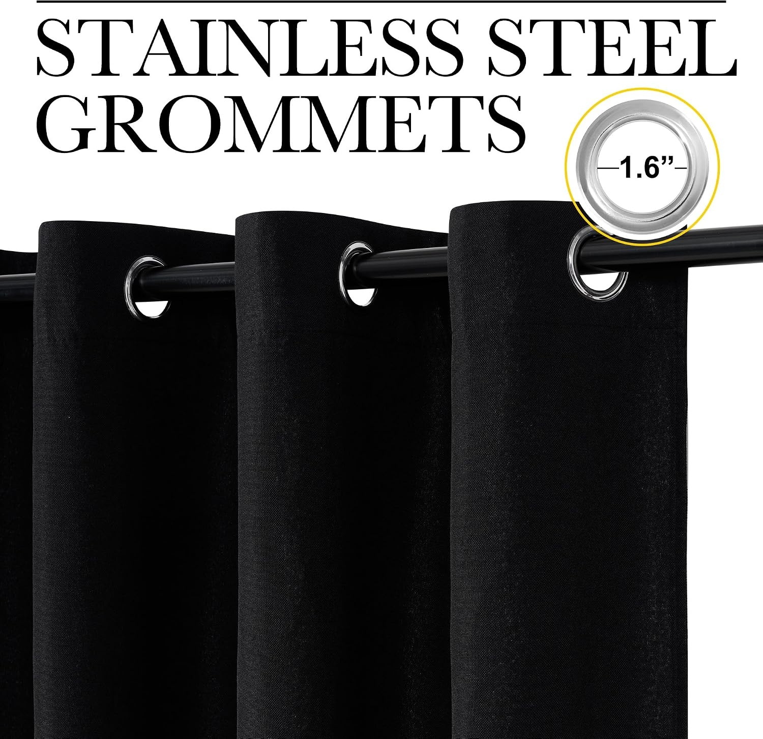 image:imageNICETOWN White 100 Blackout Linen Insulated Patio Curtain 84 inch LongTrue Black