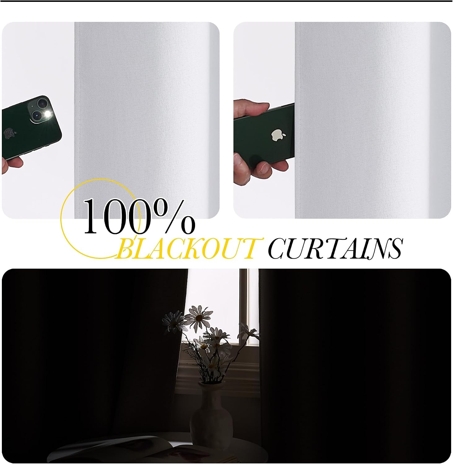 image:imageNICETOWN White 100 Blackout Linen Insulated Patio Curtain 84 inch LongTure White
