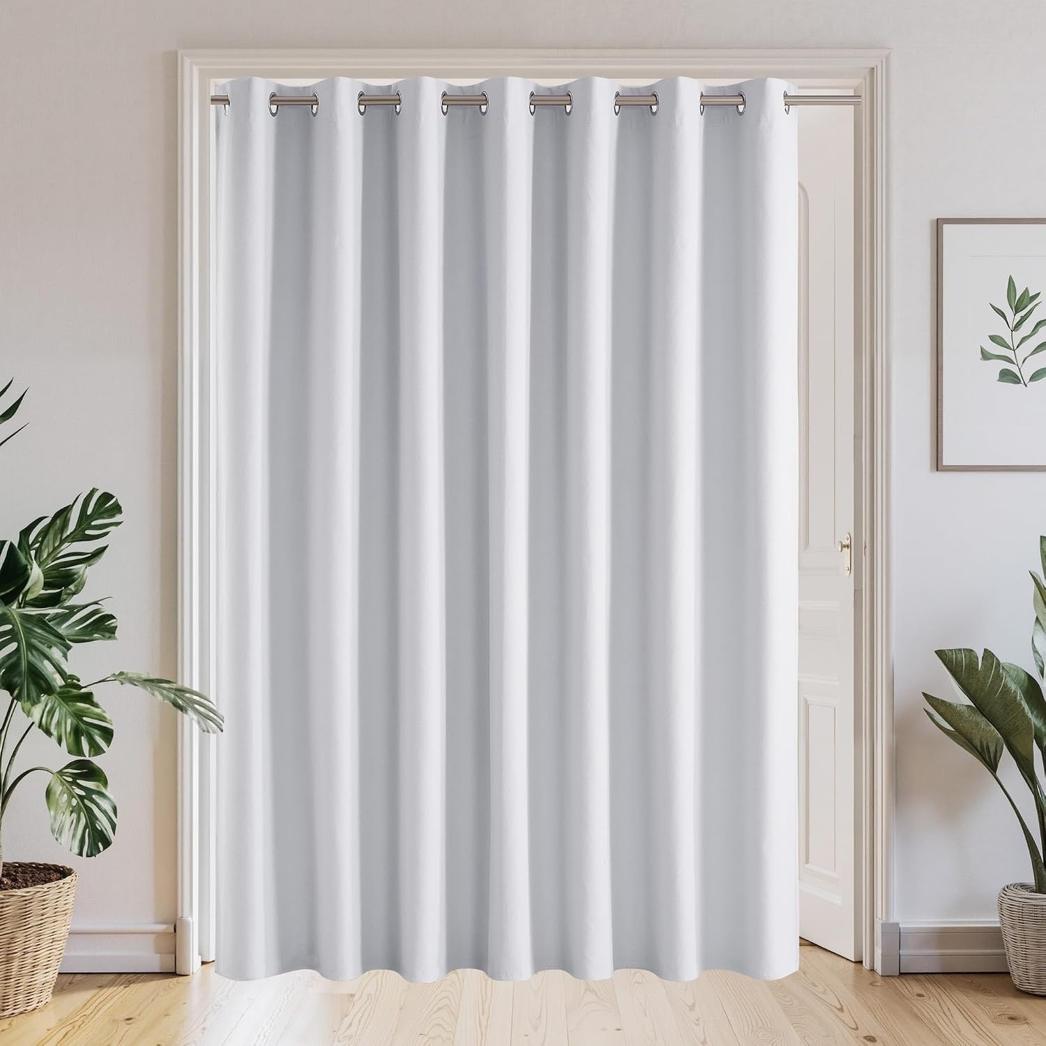 image:imageNICETOWN White 100 Blackout Linen Insulated Patio Curtain 84 inch LongTure White