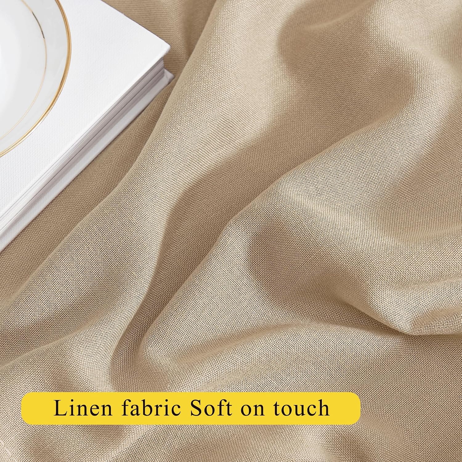 image:imageNICETOWN Window Toppers Valances Linen Sheer Valances Pleated Rod Pocket 52 x 18 inche Long Window Covering for Kitchen Kids Room Short Drapes Living Room Bedroom Bathroom Decor 4 Panels AngoraAngora