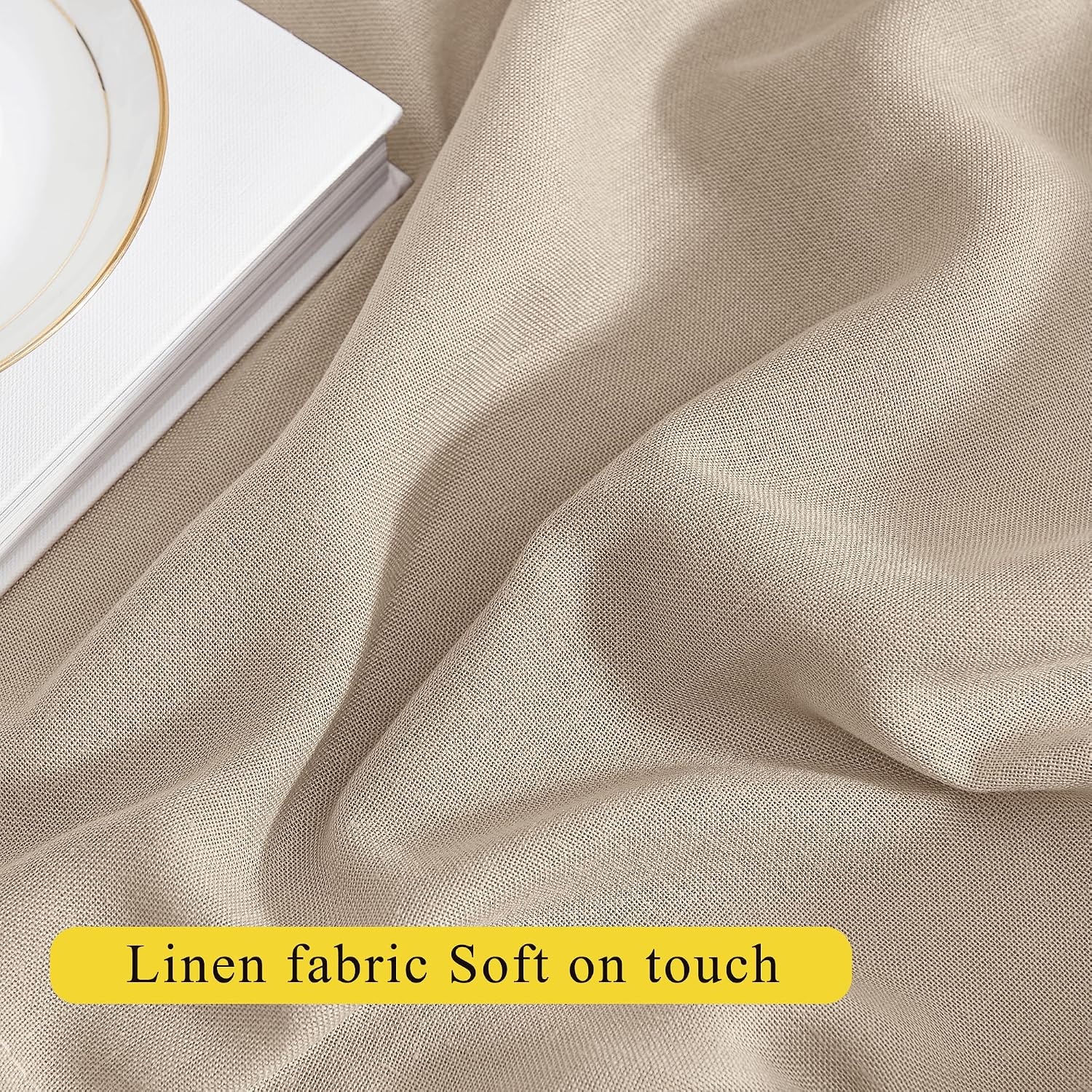 image:imageNICETOWN Window Toppers Valances Linen Sheer Valances Pleated Rod Pocket 52 x 18 inche Long Window Covering for Kitchen Kids Room Short Drapes Living Room Bedroom Bathroom Decor 4 Panels AngoraTerracotta