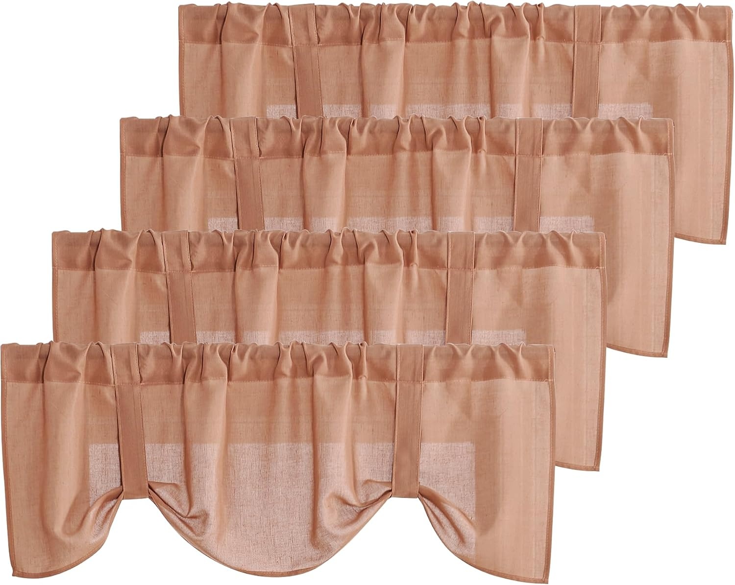 image:imageNICETOWN Window Toppers Valances Linen Sheer Valances Pleated Rod Pocket 52 x 18 inche Long Window Covering for Kitchen Kids Room Short Drapes Living Room Bedroom Bathroom Decor 4 Panels AngoraAngora