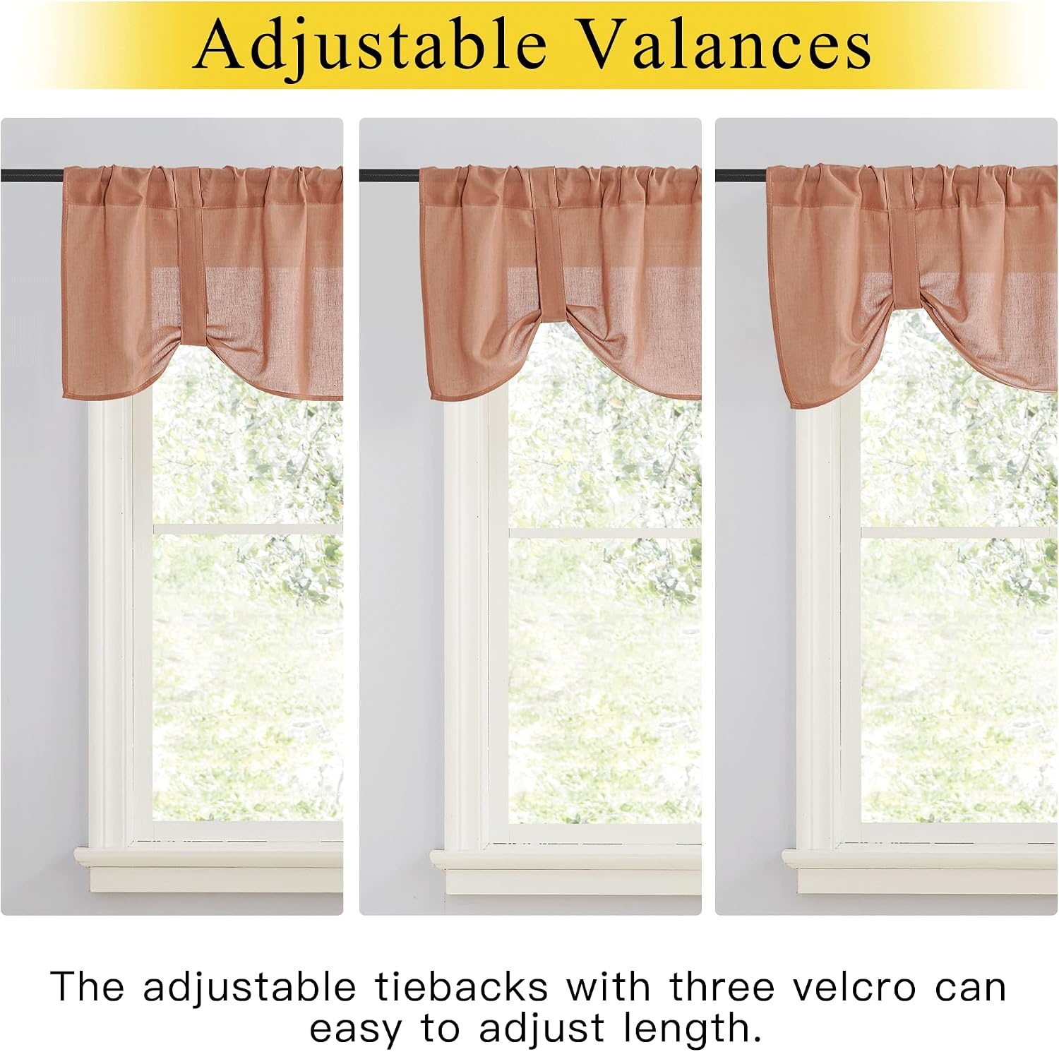image:imageNICETOWN Window Toppers Valances Linen Sheer Valances Pleated Rod Pocket 52 x 18 inche Long Window Covering for Kitchen Kids Room Short Drapes Living Room Bedroom Bathroom Decor 4 Panels AngoraAngora