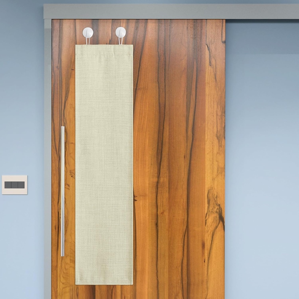 image:imageNICETOWN Room Darkening Faux Linen Small Window Curtains for Bathroom Energy Saving French Door Curtains for Home Office Living Room Kitchen French Door 24W x 18L Inch Greyish White 1 PanelBeige