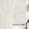 NICETOWN 2 Panels Semi Transparent White Curtains for Kitchen Bathroom(Light Beige)