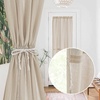 NICETOWN 2 Panels Semi Transparent White Curtains for Kitchen Bathroom(Linen Texture — Angora)
