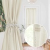 NICETOWN 2 Panels Semi Transparent White Curtains for Kitchen Bathroom(Linen Texture — Greyish White)