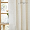 NICETOWN 2 Panles 55″ x 63″ Grommet Linen Curtains with 2 Panels 55″ x 30″ Rod Pocket & Back Tab Linen Valances for Living Room, Bedroom, Natural