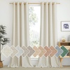 NICETOWN 2 Panles 55″ x 84″ Grommet Linen Curtains with 2 Panels 55″ x 30″ Rod Pocket & Back Tab Linen Valances for Living Room, Bedroom, Natural