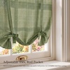 NICETOWN Balloon Curtains for Windows Plaid Patern, Linen Blend Roman Shades W46 x L63 in, Vintage Farmhouse Style Kitchen Curtains Length Adjustable, Tie up Curtains for Bathroom, 1 Panel, Taupe(Twill Check | Green)