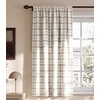 NICETOWN Balloon Curtains for Windows Plaid Patern, Linen Blend Roman Shades W46 x L63 in, Vintage Farmhouse Style Kitchen Curtains Length Adjustable, Tie up Curtains for Bathroom, 1 Panel, Taupe(Layer Plaid | Off White)