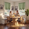 NICETOWN Balloon Curtains for Windows Plaid Patern, Linen Blend Roman Shades W46 x L63 in, Vintage Farmhouse Style Kitchen Curtains Length Adjustable, Tie up Curtains for Bathroom, 1 Panel, Taupe(Layer Plaid | Green)