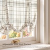 NICETOWN Balloon Curtains for Windows Plaid Patern, Linen Blend Roman Shades W46 x L63 in, Vintage Farmhouse Style Kitchen Curtains Length Adjustable, Tie up Curtains for Bathroom, 1 Panel, Taupe(Layer Plaid | Off White)