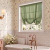NICETOWN Balloon Curtains for Windows Plaid Patern, Linen Blend Roman Shades W46 x L63 in, Vintage Farmhouse Style Kitchen Curtains Length Adjustable, Tie up Curtains for Bathroom, 1 Panel, Taupe(Twill Check | Green)