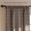 NICETOWN Balloon Curtains for Windows Plaid Patern, Linen Blend Roman Shades W46 x L63 in, Vintage Farmhouse Style Kitchen Curtains Length Adjustable, Tie up Curtains for Bathroom, 1 Panel, Taupe(Layer Plaid | Taupe)