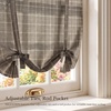 NICETOWN Balloon Curtains for Windows Plaid Patern, Linen Blend Roman Shades W46 x L63 in, Vintage Farmhouse Style Kitchen Curtains Length Adjustable, Tie up Curtains for Bathroom, 1 Panel, Taupe(Layer Plaid | Taupe)