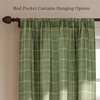 NICETOWN Balloon Curtains for Windows Plaid Patern, Linen Blend Roman Shades W46 x L63 in, Vintage Farmhouse Style Kitchen Curtains Length Adjustable, Tie up Curtains for Bathroom, 1 Panel, Taupe(Layer Plaid | Green)