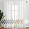 NICETOWN Curtain (52×84, White, 2 Panels – White Sheer Linen Curtains)+Curtain Rod Set (48-86″ Adjustable, 1″ Diameter, Satin Nickel)