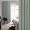 NICETOWN Linen Curtains for Bedroom Living Room, Sheer Door Curtains & Drapes 80 inches Length for Doorway Farmhouse Country Accordion Style Curtain for Sliding Glass Door, 38″ Wide, Angora, 1 Panel(Sage Green)