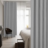 NICETOWN Linen Curtains for Bedroom Living Room, Sheer Door Curtains & Drapes 80 inches Length for Doorway Farmhouse Country Accordion Style Curtain for Sliding Glass Door, 38″ Wide, Angora, 1 Panel(Silver Grey)