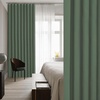 NICETOWN Linen Curtains for Bedroom Living Room, Sheer Door Curtains & Drapes 80 inches Length for Doorway Farmhouse Country Accordion Style Curtain for Sliding Glass Door, 38″ Wide, Angora, 1 Panel(Dark Mallard)
