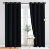 NICETOWN Linen Semi Sheer Diamond Pattern Bedroom Curtains with Blackout Bedroom Window Curtains, W52 x L84, 2 Panels