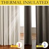 NICETOWN White 100% Blackout Linen Insulated Patio Curtain 84 inch Long(Cream)