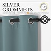 NICETOWN White 100% Blackout Linen Insulated Patio Curtain 84 inch Long(Greyish Blue)