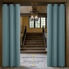 NICETOWN White 100% Blackout Linen Insulated Patio Curtain 84 inch Long(Greyish Green)