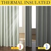 NICETOWN White 100% Blackout Linen Insulated Patio Curtain 84 inch Long(Light Green)