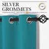 NICETOWN White 100% Blackout Linen Insulated Patio Curtain 84 inch Long(Peacock Blue)