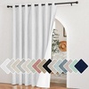 NICETOWN White 100% Blackout Linen Insulated Patio Curtain 84 inch Long(Pure White)