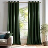 NICETOWN 2 Panles Grommet Olive Green 52 x 84 inches Long Velvet Curtains and 2 Panels 52 x 84 White Faux Linen Sheer Curtains