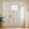 NICETOWN Black 100% Blackout Linen French Door Curtain for Small Window(Greyish White)