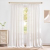 NICETOWN Natural Thick Linen Semi Sheer Curtains for Farmhouse with Blackout Bedroom Window Curtains, W52 x L84, 2 Panels