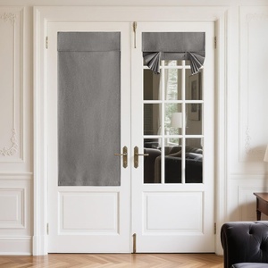 NICETOWN 100% Linen Blackout Door Curtain 26″ W x 69″ L Bundle with Self Adhesive Blackout Door Curtain 26″ W x 72″ L, Grey