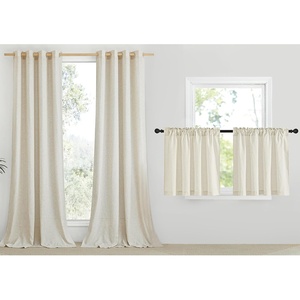 NICETOWN 2 Panles 55″ x 84″ Grommet Linen Curtains with 2 Panels 55″ x 30″ Rod Pocket & Back Tab Linen Valances for Living Room, Bedroom, Natural