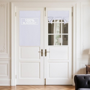 NICETOWN Black 100% Blackout French Linen Door Curtains for Window(Pure White)