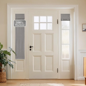 NICETOWN Black 100% Blackout Linen French Door Curtain for Small Window(Grey)