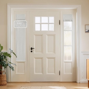 NICETOWN Black 100% Blackout Linen French Door Curtain for Small Window(Greyish White)