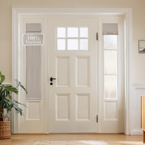 NICETOWN Black 100% Blackout Linen French Door Curtain for Small Window(Sand)